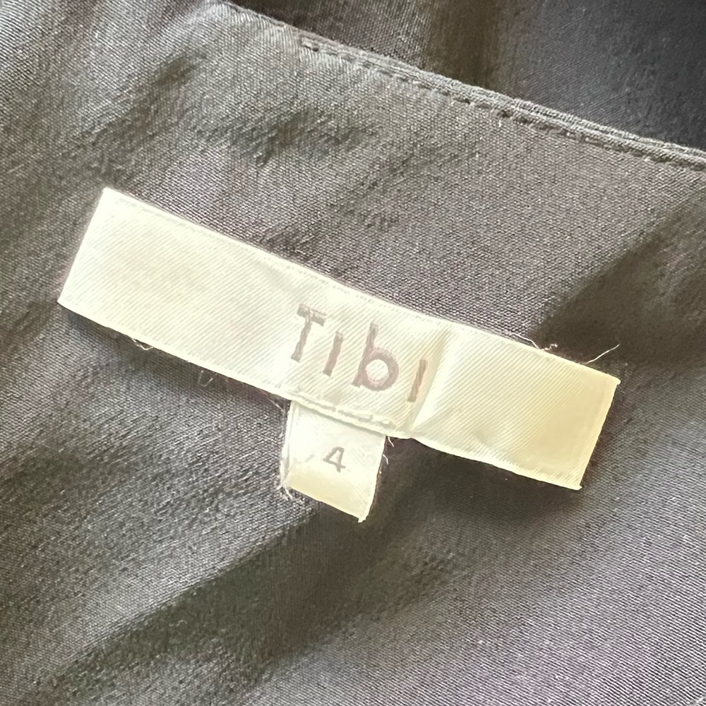 Tibi Silk Drop Waist Mini Dress Black Long Sleeve Shift Size 4 Natural Fiber LBD - Picture 13 of 16